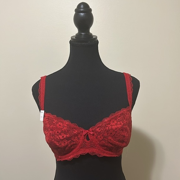 Gillian & O’Malley Ripe Red Lace Secy Balconette Bra 32DD- NWT - Picture 3 of 12